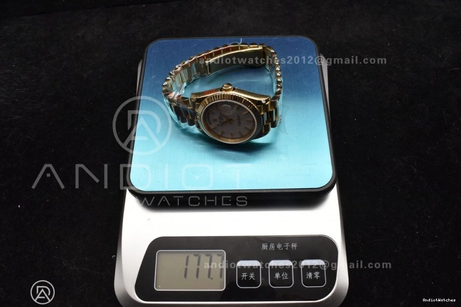 On 904L Dial YG Tungsten Bracelet Weighted White 40 Contemporary DayDate Steel Markers V A2836 GMF Stick 730 President 0901